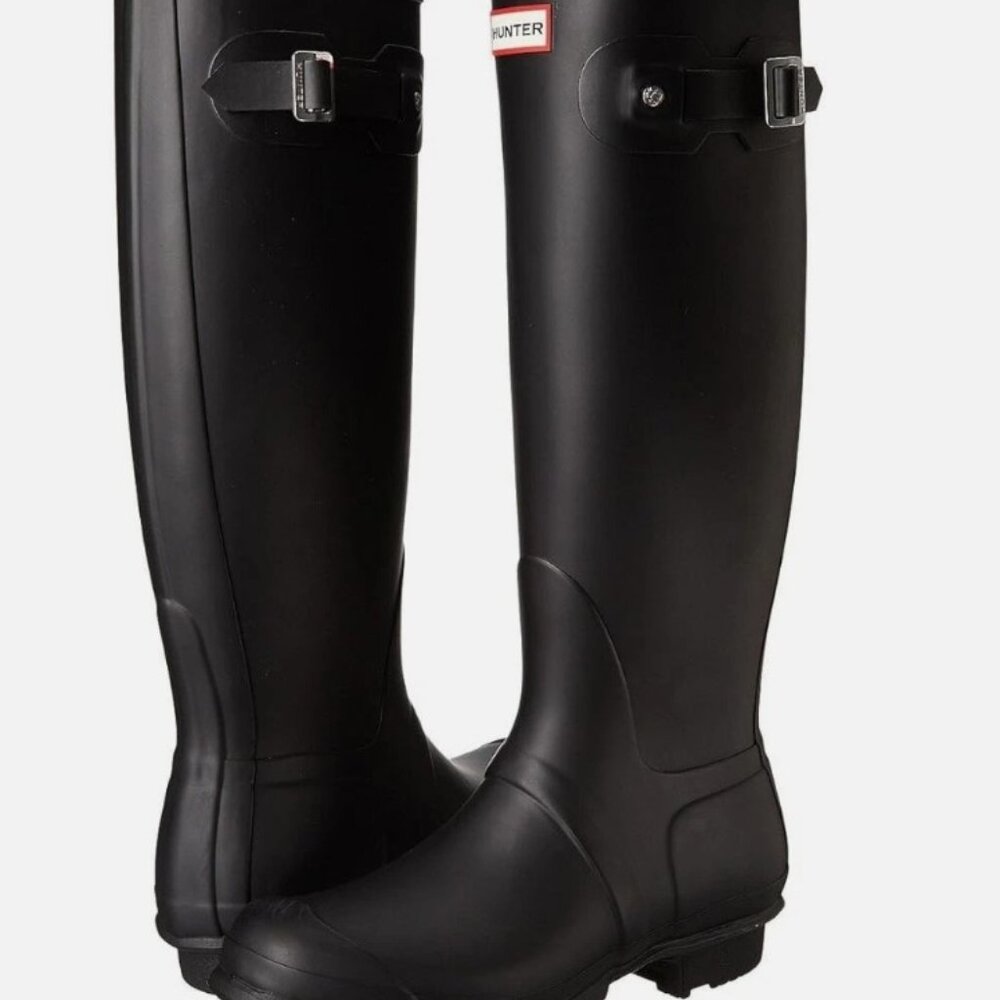 Hunter Original Tall Rubber Rain Snow Boots Matted Black Size US 11 NEW